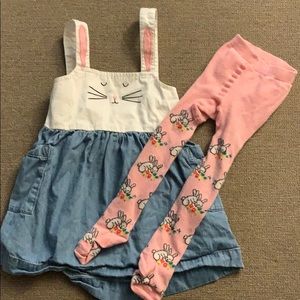 Hanna Andersson bunny dress and tights